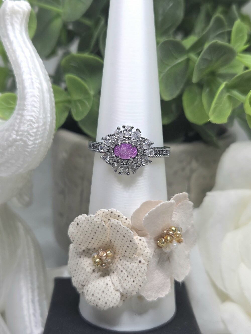 BP Halo Ring Iris Ice Crystal Cocktail Ring